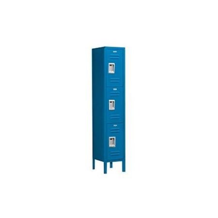 SALSBURY INDUSTRIES Salsbury Industries 63155BL-A 12 in. W x 66 in. H x 15 in. D Standard Metal Locker-Triple Tier-1 Wide-Blue-Assembled 63155BL-A